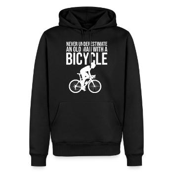 Never Underestimate An Old Man With A Bicycle Tee - Men’s Premium Organic Hoodie - black - Front - Nico (187cm)