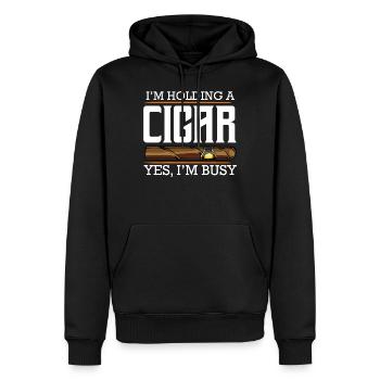 cigare - Sweat à capuche Premium bio Homme - noir - Devant - Nico (187cm)