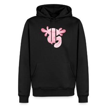 Axolotl - Männer Premium Bio Hoodie - Schwarz - Vorne - Nico (187cm)