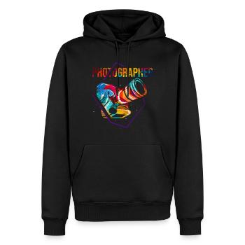 Photographe caméra cadeau - Sweat à capuche Premium bio Homme - noir - Devant - Nico (187cm)