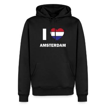 I love Amsterdam - Männer Premium Bio Hoodie - Schwarz - Vorne - Nico (187cm)