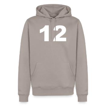 12. Geburtstag - Männer Premium Bio Hoodie - Taupe - Vorne - Nico (187cm)