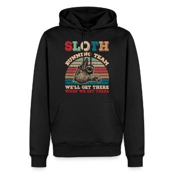 Vintage Sloth Running Team We'll Get There - Men’s Premium Organic Hoodie - black - Front - Nico (187cm)