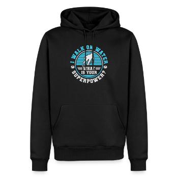 i walk on water what is your superpower blue - Sweat à capuche Premium bio Homme - noir - Devant - Nico (187cm)