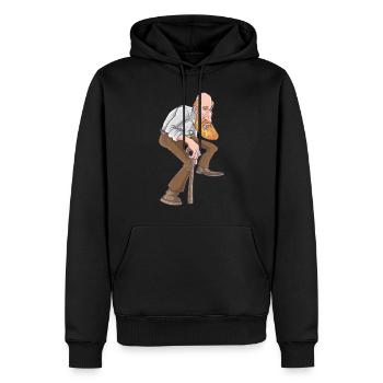 Caricature de vieil homme - Sweat à capuche Premium bio Homme - noir - Devant - Nico (187cm)