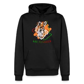 Les fennecs - Sweat à capuche Premium bio Homme - noir - Devant - Nico (187cm)