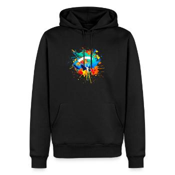 Parachutiste parapente éclaboussure de peinture Springer - Sweat à capuche Premium bio Homme - noir - Devant - Nico (187cm)