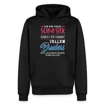 ich bin stolze schwester eines verdammt tollen - Männer Premium Bio Hoodie - Schwarz - Vorne - Nico (187cm)
