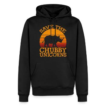 Funny Save the Chubby Unicorns Fat Rhino Vintage - Men’s Premium Organic Hoodie - black - Front - Nico (187cm)