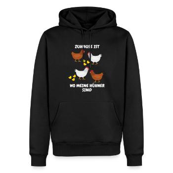 Hühner - Männer Premium Bio Hoodie - Schwarz - Vorne - Nico (187cm)