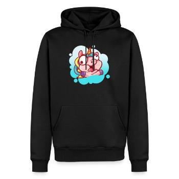 Crazy Einhorn Gesicht Verrückt Lustig Kindisch - Männer Premium Bio Hoodie - Schwarz - Vorne - Nico (187cm)