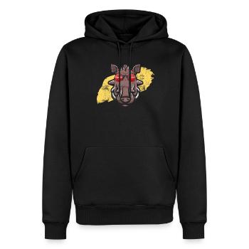Sanglier chasse forestier trophée chasse sanglier sauvage - Sweat à capuche Premium bio Homme - noir - Devant - Nico (187cm)