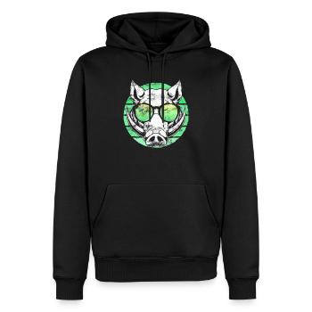 Sanglier chasse forestier trophée chasse sanglier sauvage - Sweat à capuche Premium bio Homme - noir - Devant - Nico (187cm)
