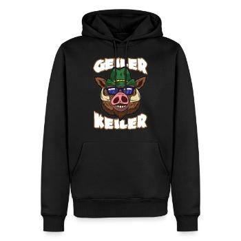 Geiler Keiler Jäger Jagd Spruch lustiger Humor - Männer Premium Bio Hoodie - Schwarz - Vorne - Nico (187cm)