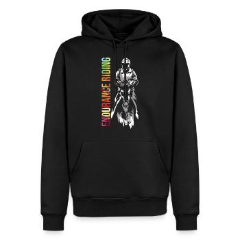 Cavalier de concours d'endurance - Sweat à capuche Premium bio Homme - noir - Devant - Nico (187cm)