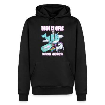 NORMAL, chaque univers licorne peut être drôle - Sweat à capuche Premium bio Homme - noir - Devant - Nico (187cm)