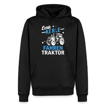 Echte Kerle fahren Traktor - Männer Premium Bio Hoodie - Schwarz - Vorne - Nico (187cm)