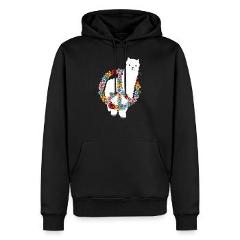 Alpaka Hippie Peace Symbol Zeichen Blumenstrauss - Männer Premium Bio Hoodie - Schwarz - Vorne - Nico (187cm)