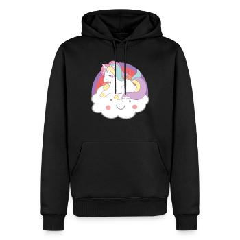 Einhörner Einhorn auf Wolke Unicorns - Männer Premium Bio Hoodie - Schwarz - Vorne - Nico (187cm)