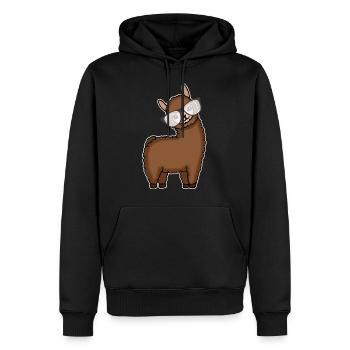 Lama Alpaka Schlau Geschenk Damen Herren Kinder - Männer Premium Bio Hoodie - Schwarz - Vorne - Nico (187cm)