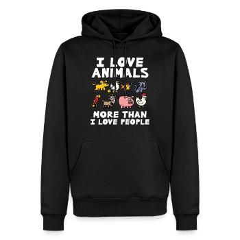I LOVE ANIMALS Tierfreund Tierliebe Tierschutz - Männer Premium Bio Hoodie - Schwarz - Vorne - Nico (187cm)