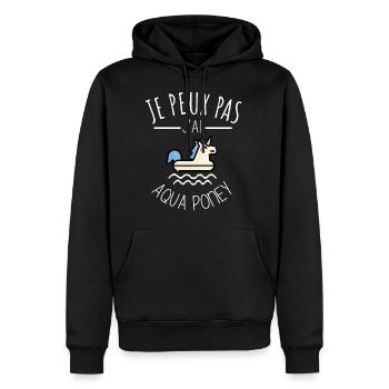 je peux pas j’ai aqua poney humour noël piscine - Sweat à capuche Premium bio Homme - noir - Devant - Nico (187cm)