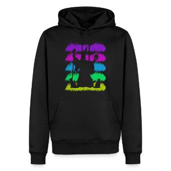 Zauberei Silhuette mit Retro Farben - Männer Premium Bio Hoodie - Schwarz - Vorne - Nico (187cm)