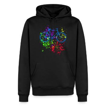 Motif de vélo Motif de vélo Vintage rétro - Sweat à capuche Premium bio Homme - noir - Devant - Nico (187cm)