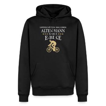 Fahrrad Rentner E Bike Radfahrer Fahrradfahren - Männer Premium Bio Hoodie - Schwarz - Vorne - Nico (187cm)