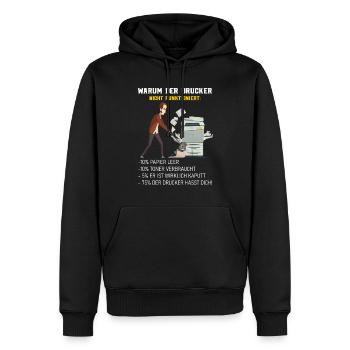 WARUM DER DRUCKER NICHT FUNKTIONIERT SYSADMIN - Männer Premium Bio Hoodie - Schwarz - Vorne - Nico (187cm)