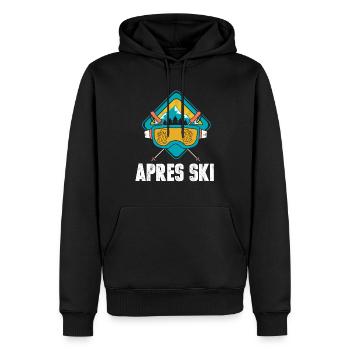 Vacances au ski après ski - Sweat à capuche Premium bio Homme - noir - Devant - Nico (187cm)