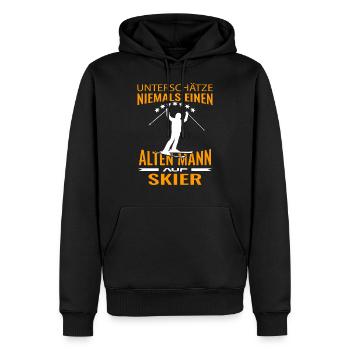 Ski Skifahrer Spruch Skifahren Alter Mann Lustig - Männer Premium Bio Hoodie - Schwarz - Vorne - Nico (187cm)