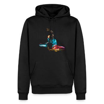 Pilates Übung - Männer Premium Bio Hoodie - Schwarz - Vorne - Nico (187cm)