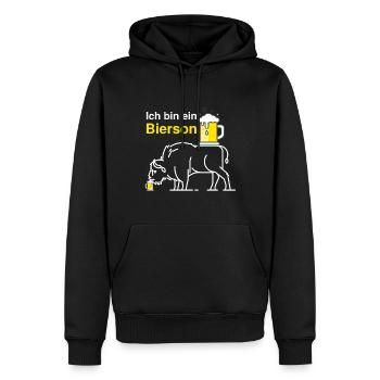 Verkleidung Ich bin ein Bierson Karneval Fasching - Männer Premium Bio Hoodie - Schwarz - Vorne - Nico (187cm)