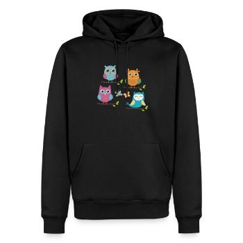 Eule - Männer Premium Bio Hoodie - Schwarz - Vorne - Nico (187cm)