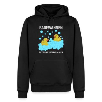 Gummiente Quietscheente Badeente Rettungsschwimmer - Männer Premium Bio Hoodie - Schwarz - Vorne - Nico (187cm)