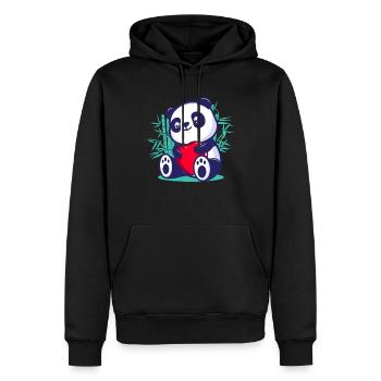 süßer Panda Herz Kawaii romantisch Valentinestag - Männer Premium Bio Hoodie - Schwarz - Vorne - Nico (187cm)