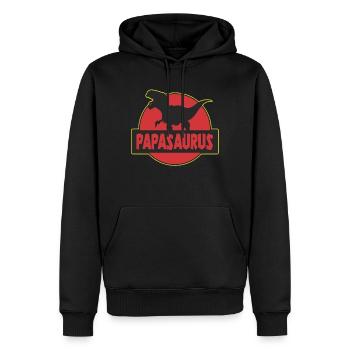 Papasaurus father dinosaur T-Rex - Men’s Premium Organic Hoodie - black - Front - Nico (187cm)
