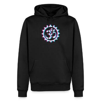 Goa Om Psytrance Rave Techno Trippy EDM Festival - Männer Premium Bio Hoodie - Schwarz - Vorne - Nico (187cm)