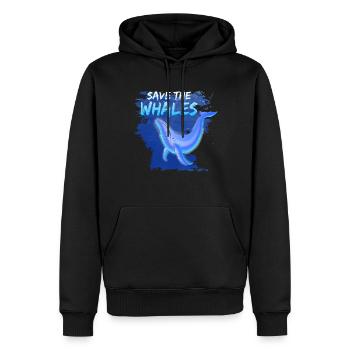 Sauver la baleine baleine baleine bleue - Sweat à capuche Premium bio Homme - noir - Devant - Nico (187cm)