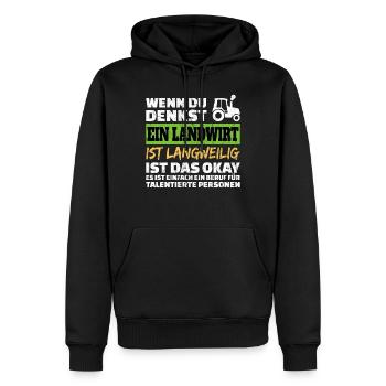 Landwirt Beruf Spruch Landwirtschaft Bauer - Männer Premium Bio Hoodie - Schwarz - Vorne - Nico (187cm)