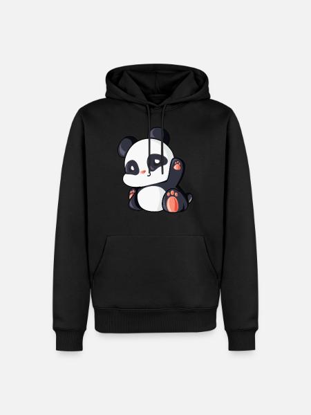 Süßer Panda Geschenk Idee Pandabär - Männer Premium Bio Hoodie - Schwarz