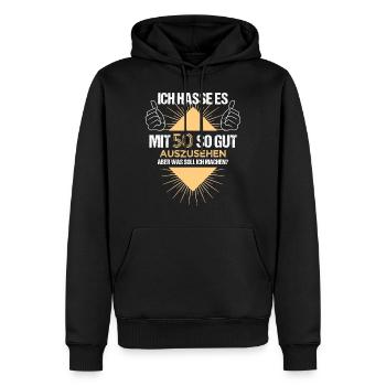 50th Birthday Gift Man Saying I Hate It - Men’s Premium Organic Hoodie - black - Front - Nico (187cm)