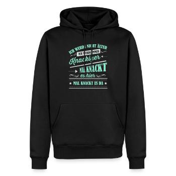 Älter werden, Alter, Spruch - Männer Premium Bio Hoodie - Schwarz - Vorne - Nico (187cm)