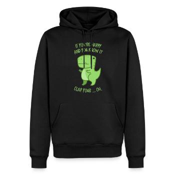 Tyrannosaurus Rex ist happy - Kinderlied - Männer Premium Bio Hoodie - Schwarz - Vorne - Nico (187cm)