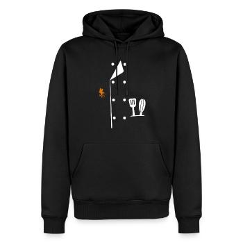 Chef uniforme cuisinier cuisinier chef cadeau - Sweat à capuche Premium bio Homme - noir - Devant - Nico (187cm)