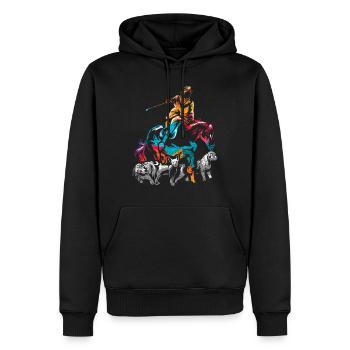 Chasse aux dragons - Sweat à capuche Premium bio Homme - noir - Devant - Nico (187cm)