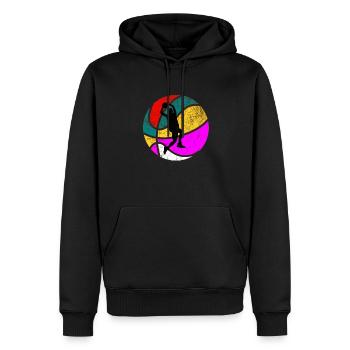 Cadeau de basket-ball vintage rétro des années 60 des années 70 - Sweat à capuche Premium bio Homme - noir - Devant - Nico (187cm)