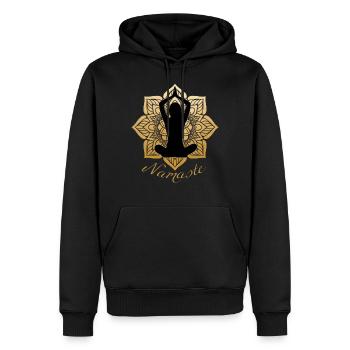Vêtements de yoga Namaste pour femmes, hommes et enfants - Sweat à capuche Premium bio Homme - noir - Devant - Nico (187cm)