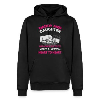 Père et fille - Sweat à capuche Premium bio Homme - noir - Devant - Nico (187cm)